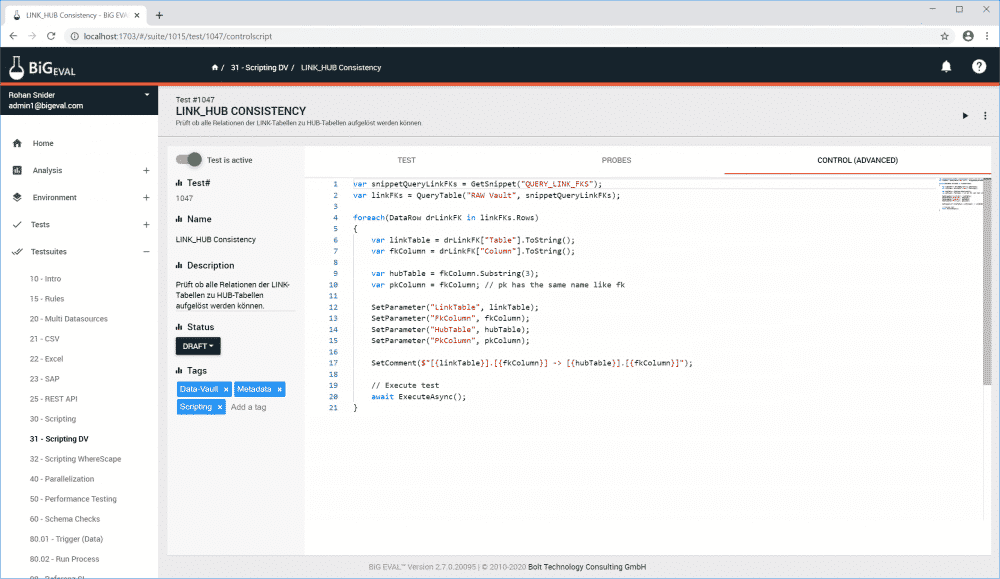 Scripting a test case