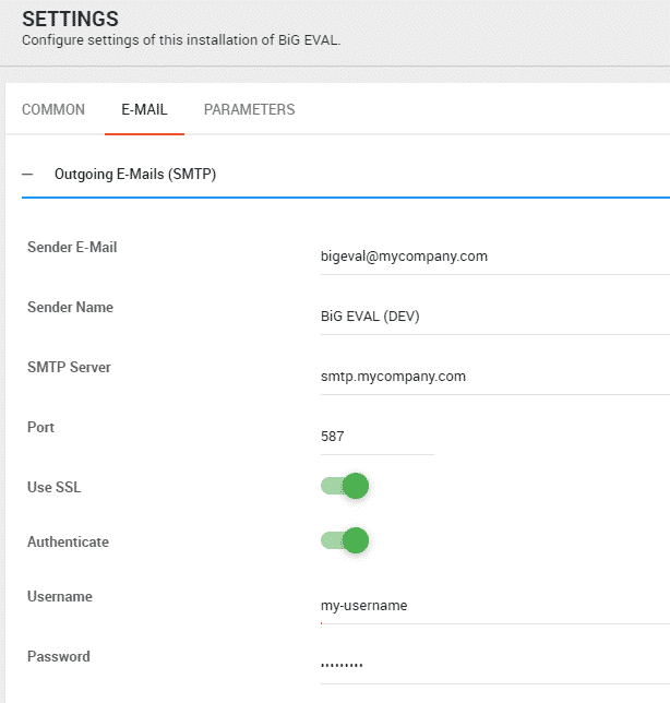 E-Mail settings